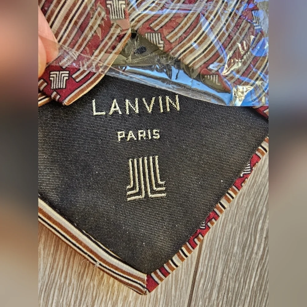 👔 New Vintage Signed Lining LANVIN Paris Luxury 100% Silk Tie by - Picture 3 of 5
